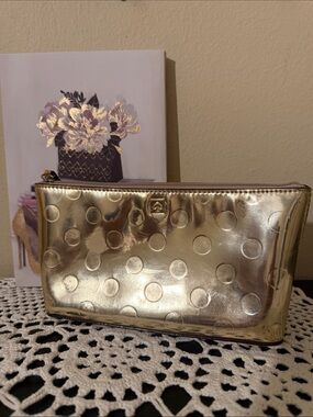kate spade Metallic Gold Polka Dot Cosmetic Pouch